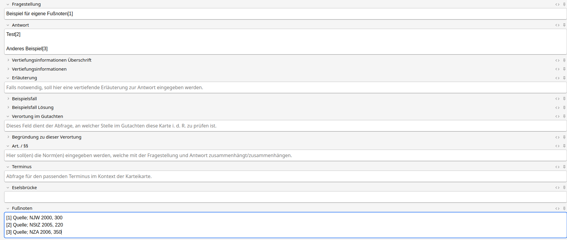Beispiel einer Wissenscheck-Erstellung